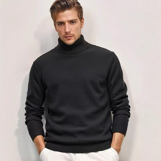 Herren nan feinstrick Rollkragenpullover mit schmaler Silhouette und gerippten Bündchen EB