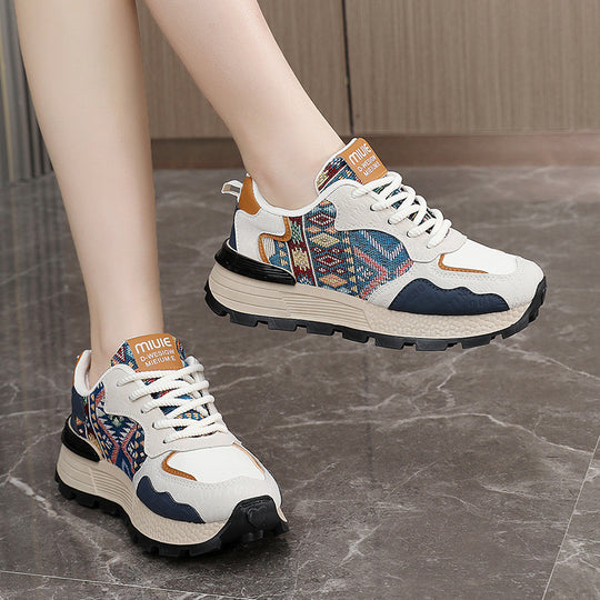 Damen Sportliche Sneakers mit farbenfrohem Ethno-Muster und rutschfester Sohle EB