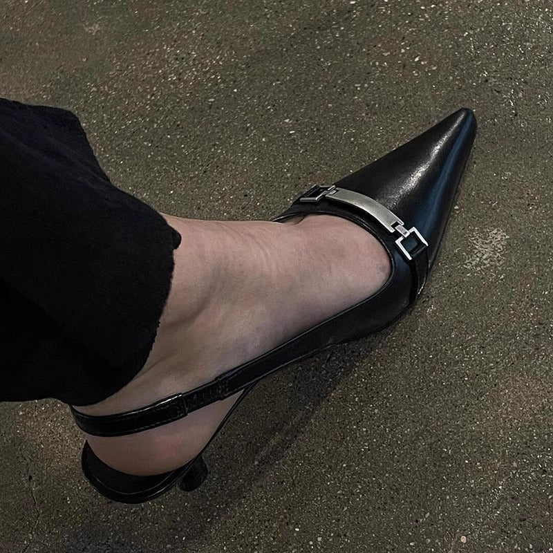 Damen Slingback Pumps mit zierlicher Schnallenverzierung EB