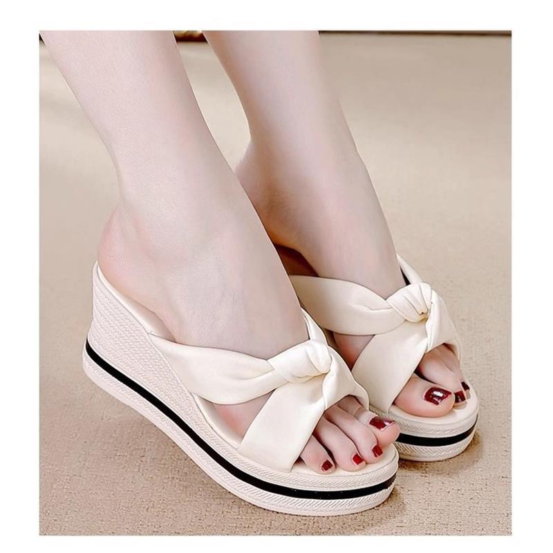 Damen Elegante Plateau-Sandalen mit modischem Knoten-Design EB