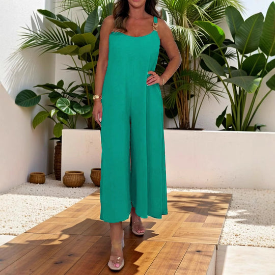 Damen Jumpsuit mit weiten Beinen und eleganten Trägern EB