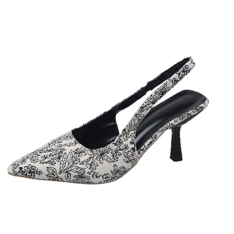 Damen Slingback-Pumps mit floralem Muster und elegantem Absatz EB