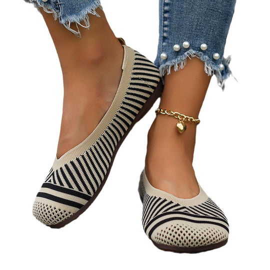 Damen Bequeme Ballerinas mit atmungsaktiver Strickoberfläche EB