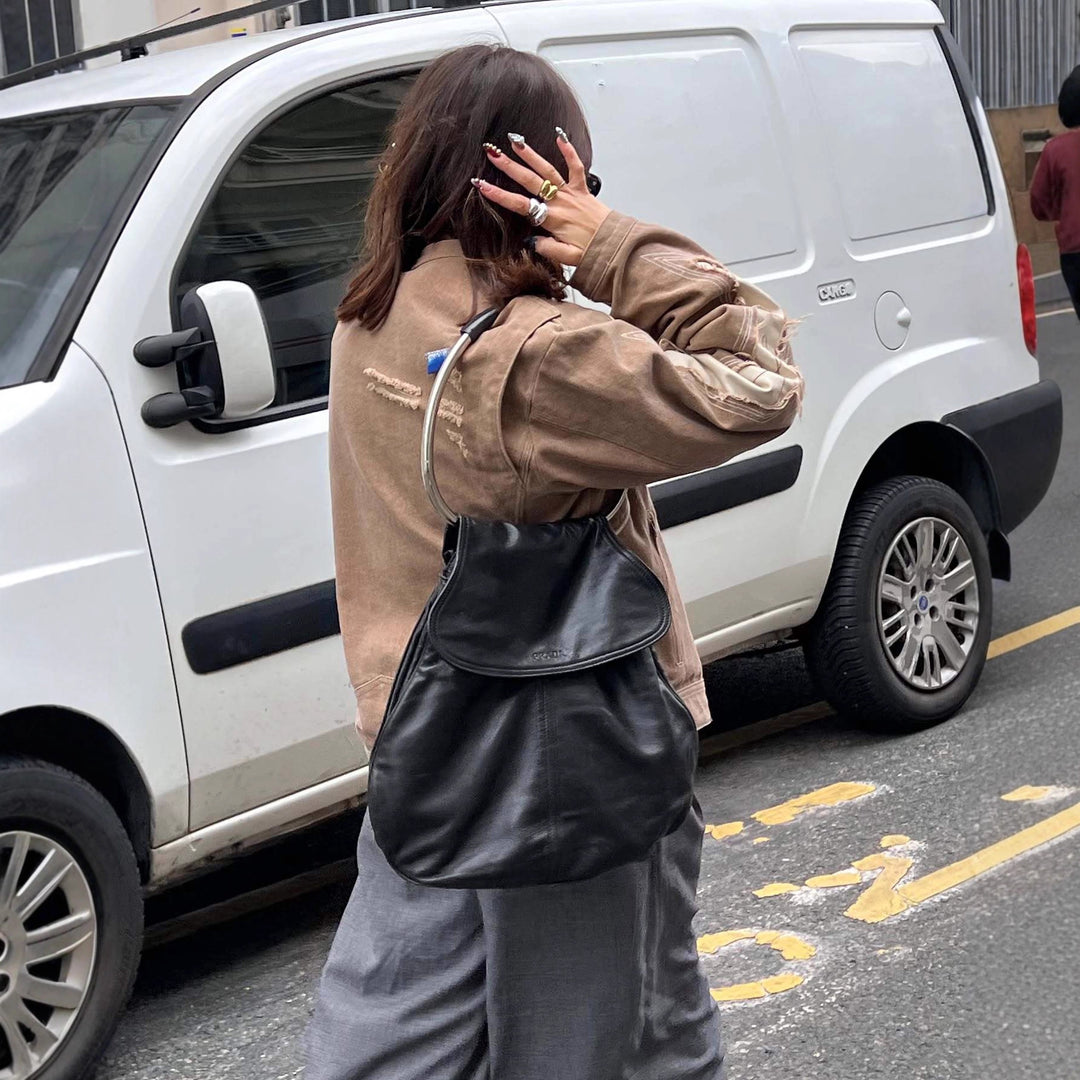 Damen Modische Jacke im Vintage-Stil mit kunstvollen Ziernähten und abgetragenem Effekt EB
