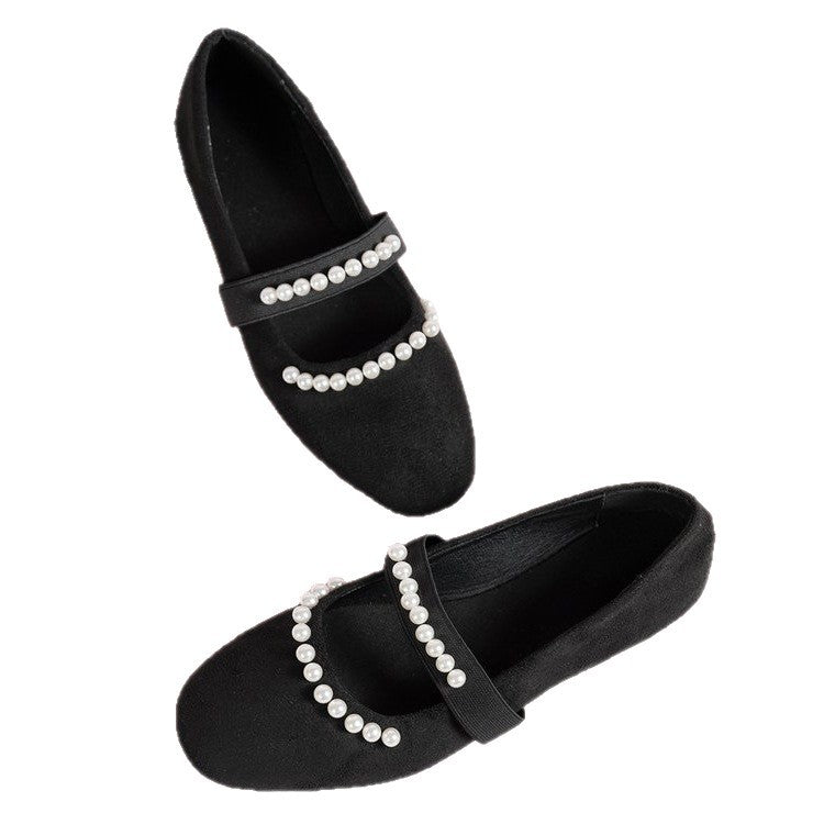 Damen Ballerinas mit modischer Perlenverzierung EB