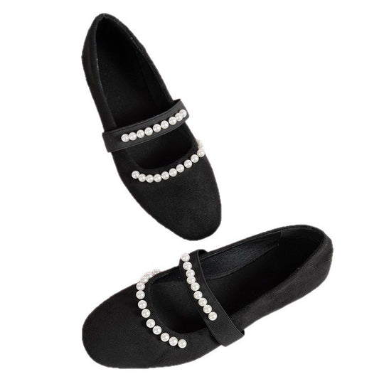 Damen Ballerinas mit modischer Perlenverzierung EB