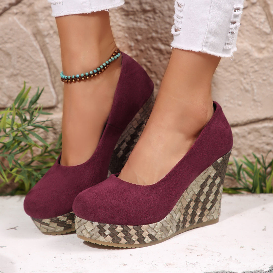 Damen Wedge-Pantoletten mit geflochtenem Absatz und komfortablem Innenfutter EB