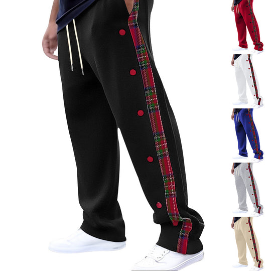 Herren Sportliche Freizeithose mit Knopfleisten und Karomuster EB