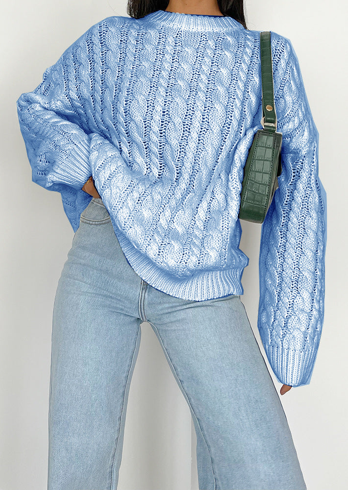 Damen Grobstrickpullover mit raffiniertem Zopfmuster aus weichem Material EB