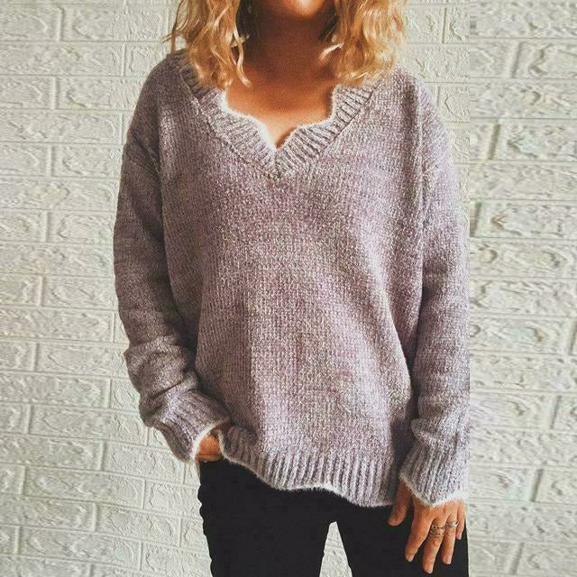 EB | Pullover - Damen Herbst Einfarbiger Lässiger Pullover
