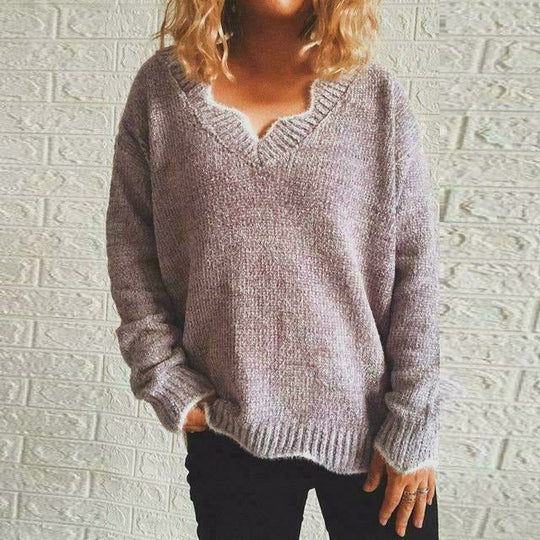 EB | Pullover - Damen Herbst Einfarbiger Lässiger Pullover