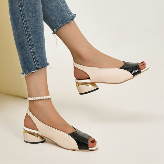 Damen Elegante Slingbacks mit modischem Blockabsatz und glänzenden Akzenten EB