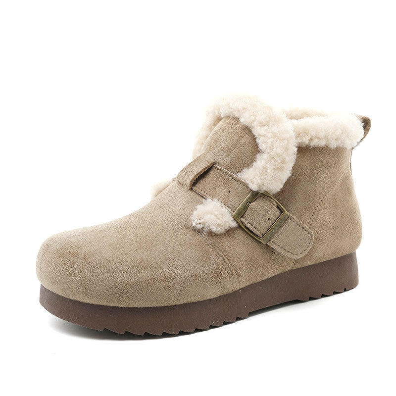 Damen Bequeme Winterstiefeletten mit weichem Innenfutter und modernem Riemendesign EB