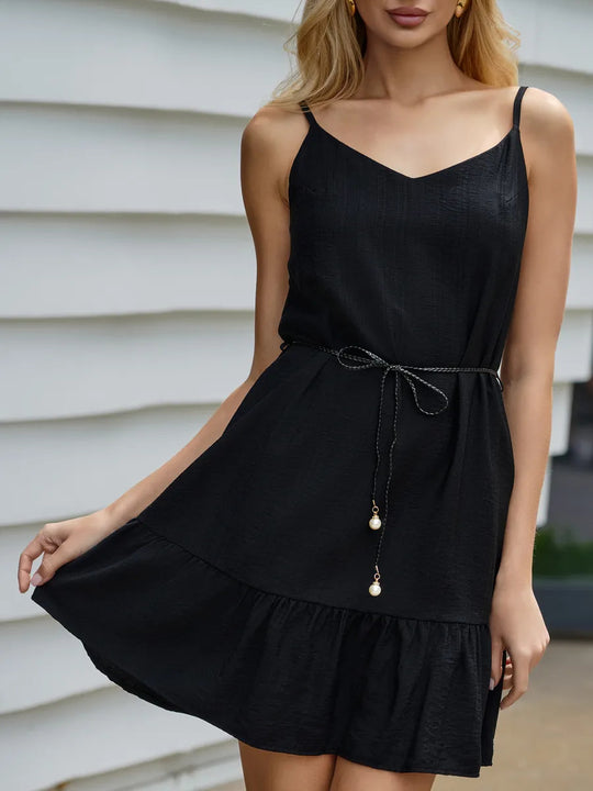 Damen Sommerkleid mit lässigem Schnitt und voluminösem Rüschensaum EB