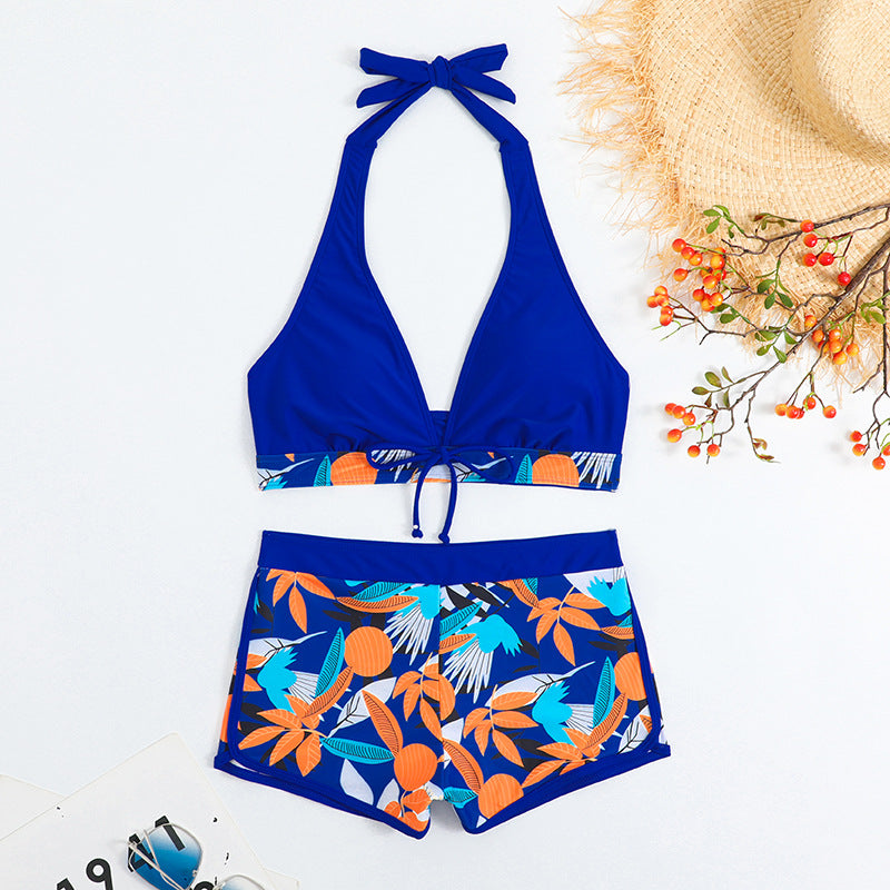 Damen Bikini-Set mit floralem Muster und herausnehmbarem Push-Up-BH EB