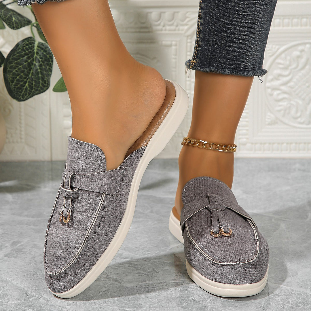 Damen Bequeme Slip-On Mokassins mit eleganter Schnallen-Applikation EB