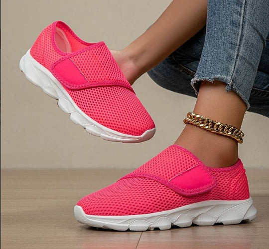 Damen Atmungsaktive Slip-On Freizeitschuhe mit verstellbarem Klettverschluss EB