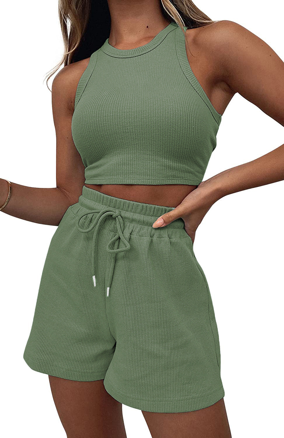 Damen hochwertiges Sport-Set mit Racerback-Top und Shorts EB
