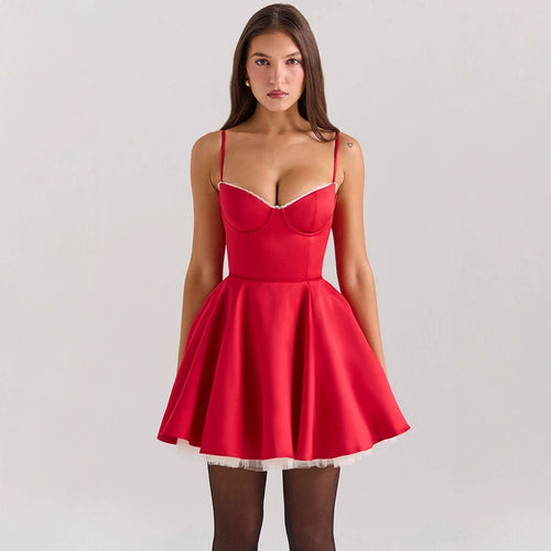 Damen romantisches Spitzenkleid mit trägerlosem Design EB