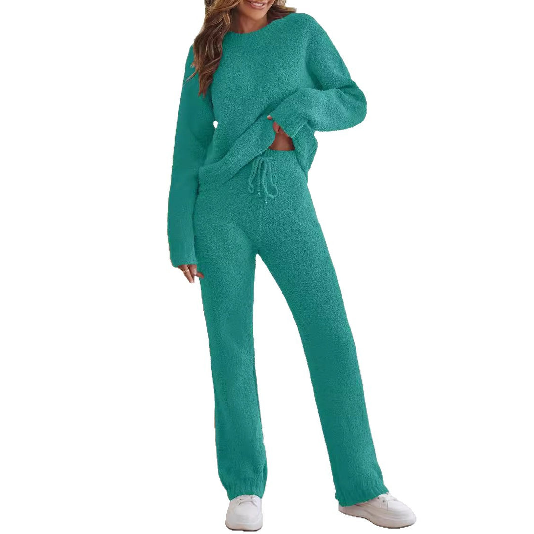 Damen nan kuscheliges Lounge-Set mit Oversize-Pullover und Kordelzughose EB