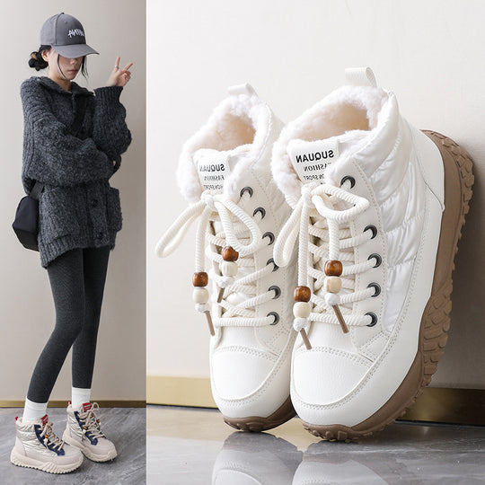 Damen hochgeschnittene Sneaker mit warmem Innenfutter und modischem Design EB
