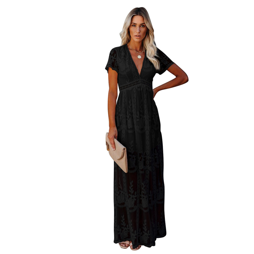 Damen Elegantes Besticktes Maxikleid EB