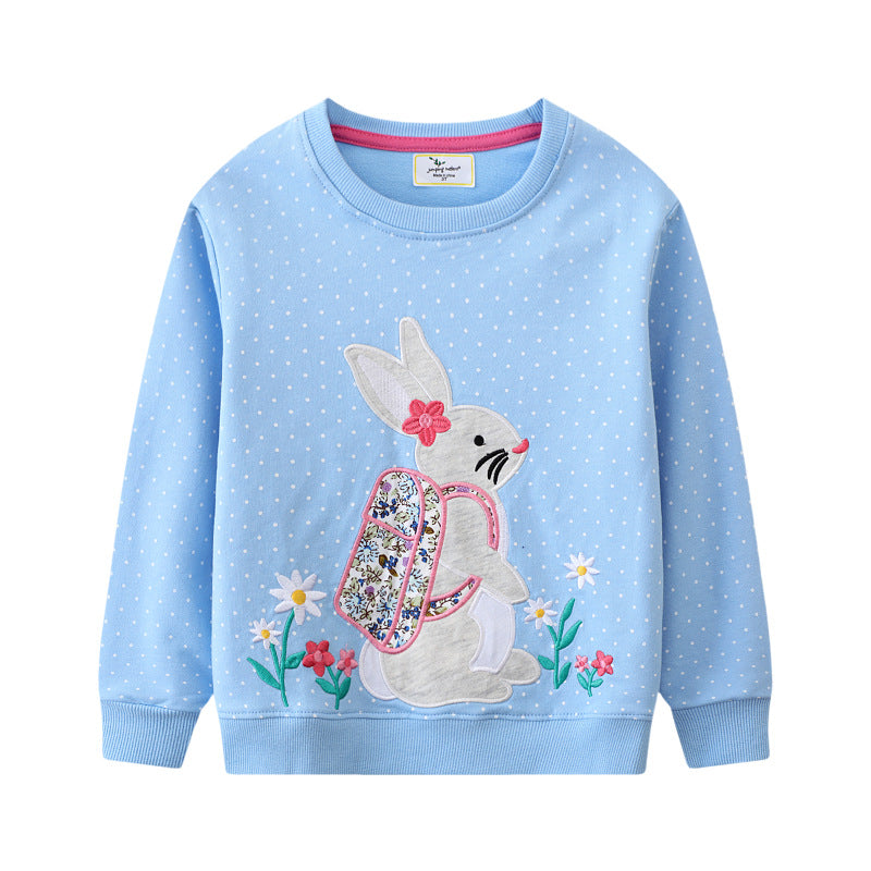 Mädchen Sweatshirt mit niedlichem Hasen- und Blumenmotiv EB