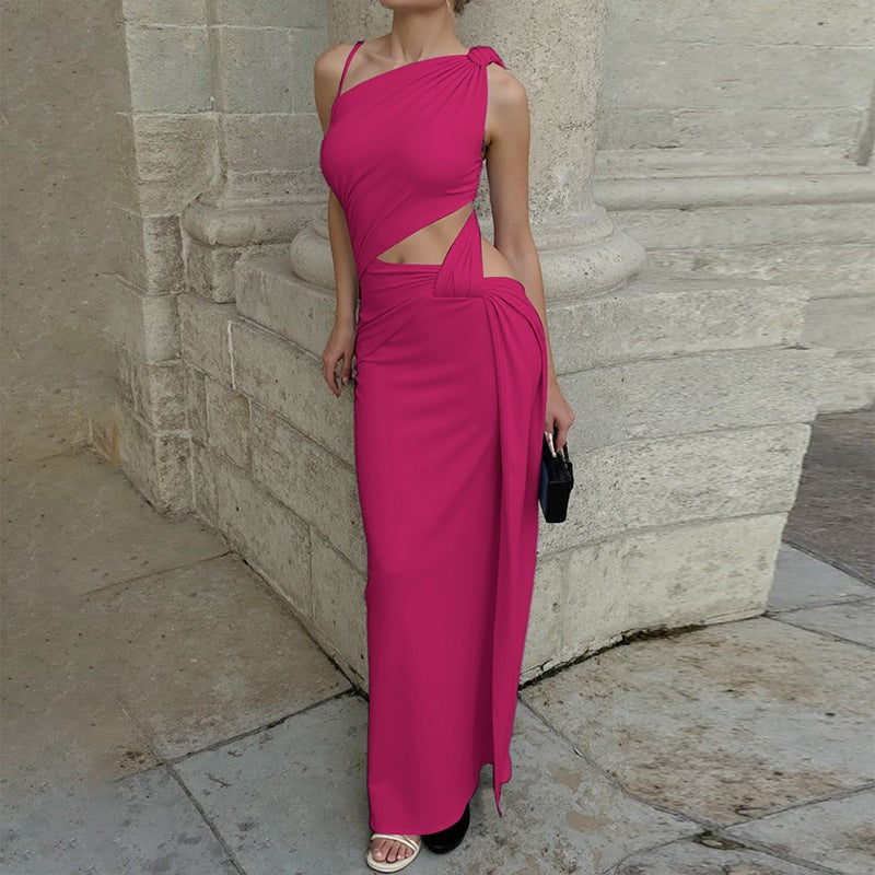 Damen Elegantes Maxikleid mit innovativem Schnitt und asymmetrischem Design EB