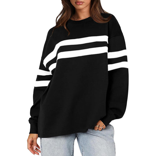 Damen Oversized Sweatshirt mit trendigen Streifen EB