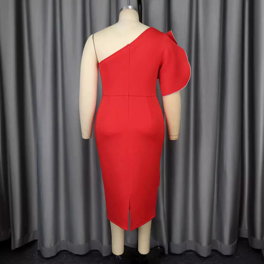 Damen figurbetontes Wickelkleid mit asymmetrischem Design und trendigem Rüschenelement EB