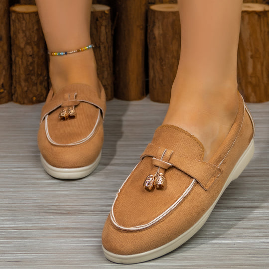 Damen Mokassins mit dekorativem Zierband und bequemer Sohle EB