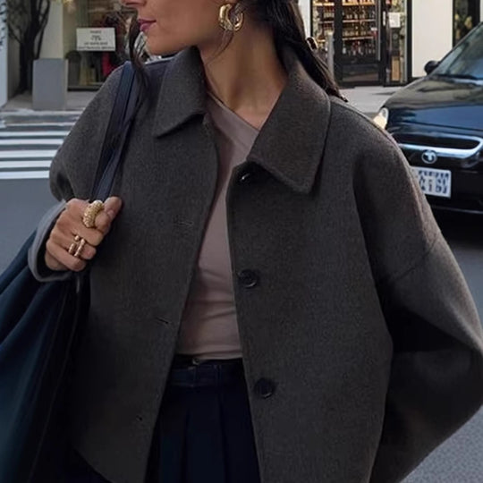 Damen Modische Oversized Jacke aus hochwertigem Wollgemisch EB