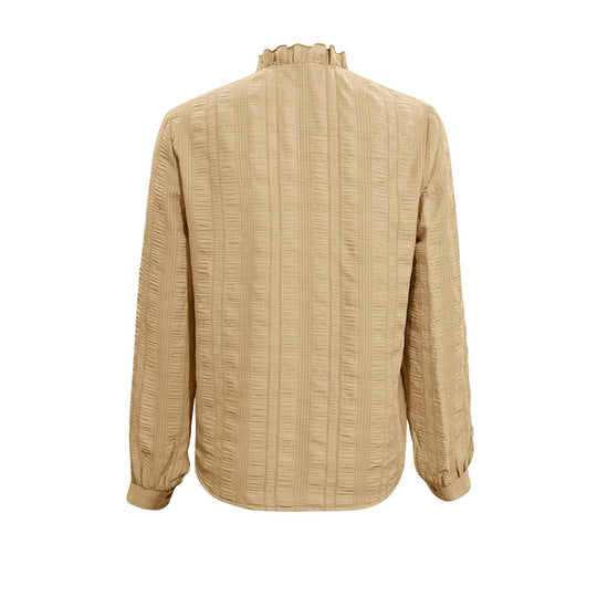Damen Bluse mit Rüschenkragen und Knopfverschluss EB