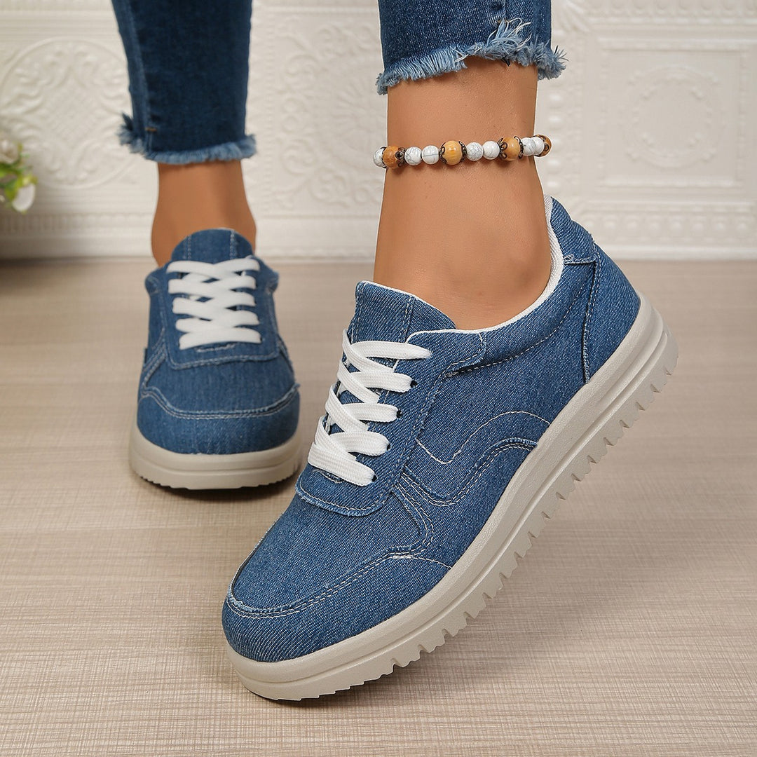 Damen Sneakers im lässigen Denim-Look mit komfortabler Profilsohle EB