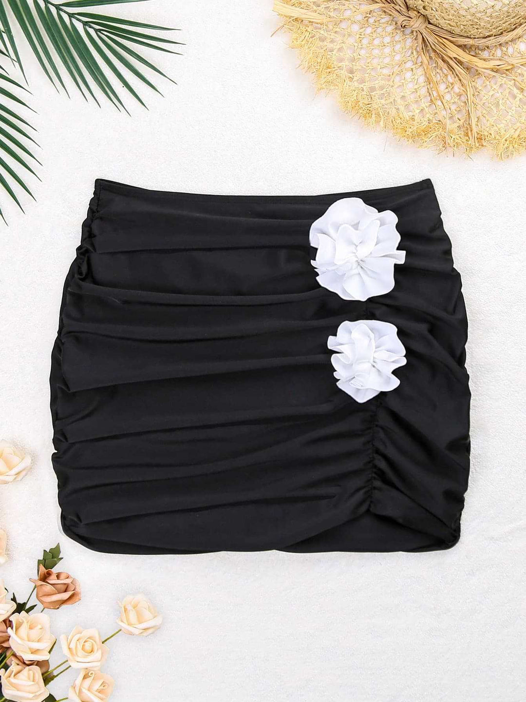 Damen Faltensetz mit dekorativen Blumen EB