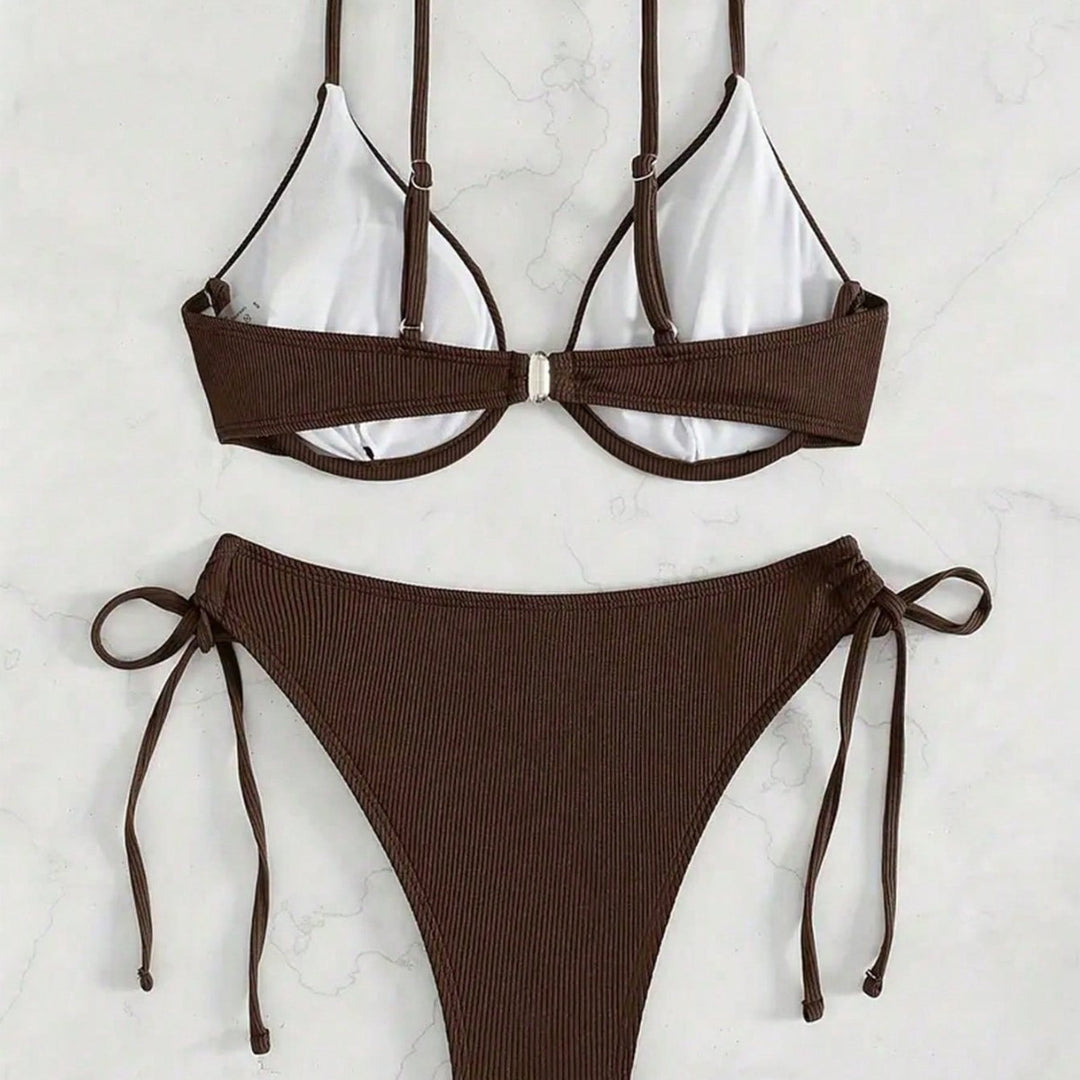 Damen Triangel-Bikini mit verstellbaren Trägern und Seitenschnürungen EB
