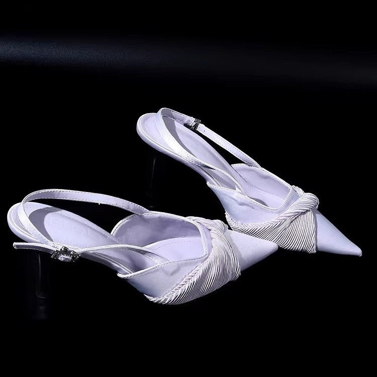 Damen Slingback High Heel Schuhe mit eleganter Raffung EB