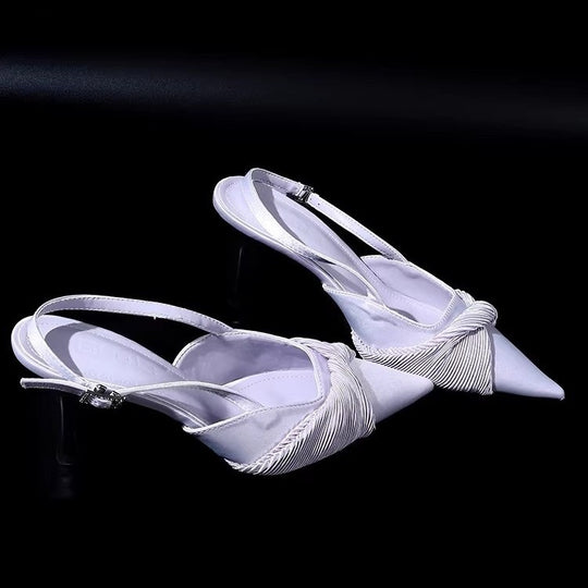 Damen Slingback High Heel Schuhe mit eleganter Raffung EB