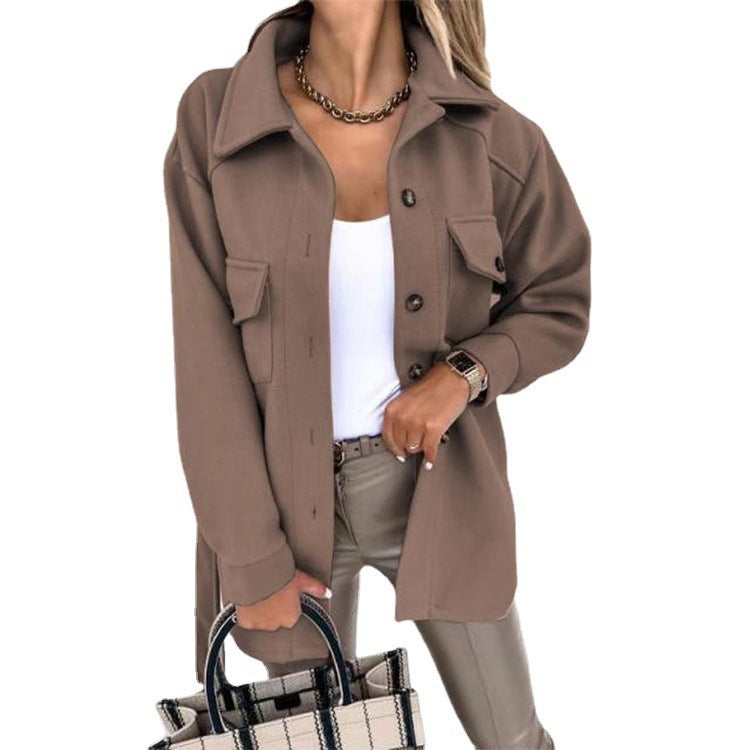 Damen Utility-Jacke mit modischem Gürtel und praktischen Taschen EB