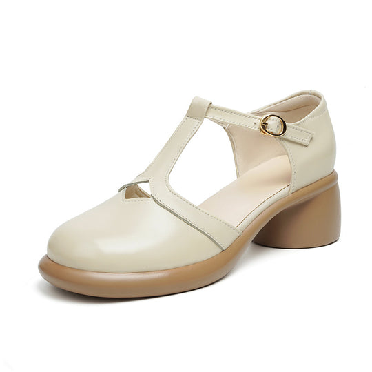 Damen Ballerinas mit verstellbarem Riemen und komfortablem Blockabsatz EB