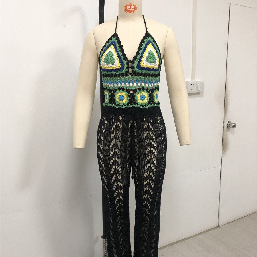 Damen Häkel-Bikinioberteil mit verspieltem geometrischen Design EB