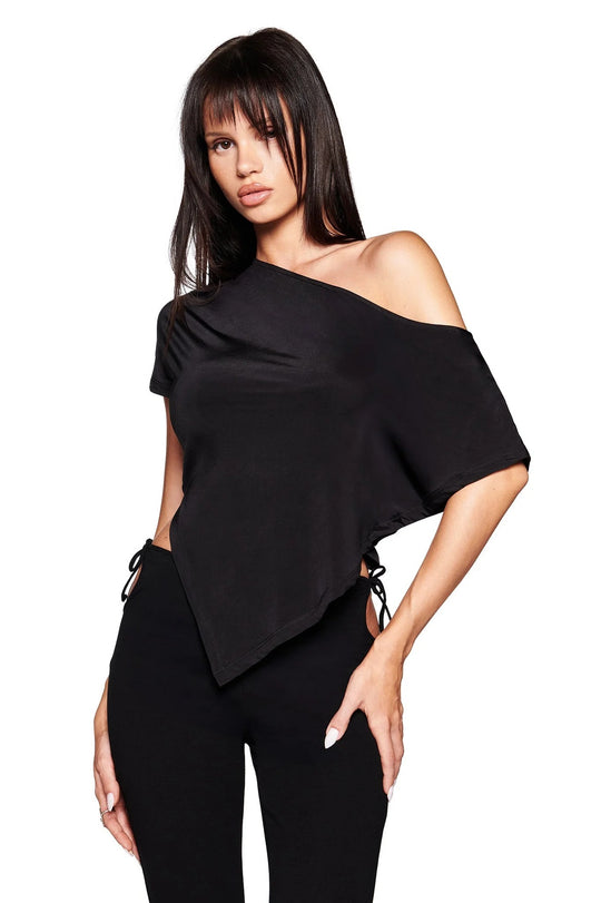 Damen asymmetrisches Kurzarm-T-Shirt mit auffälligem Streifenmuster und lässigem Schnitt EB