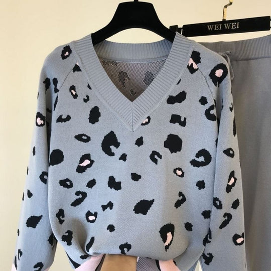 Damen trendiges Strickset mit grafischen Details EB