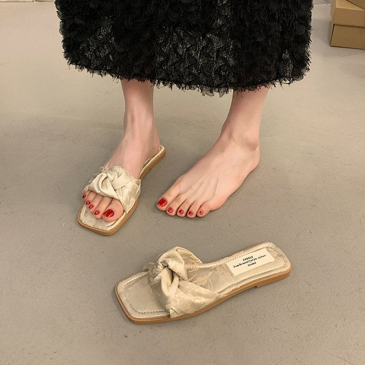 Damen modische Sandalen mit dekorativem Schleifenakzent und rutschfester Sohle EB