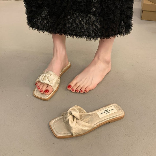 Damen modische Sandalen mit dekorativem Schleifenakzent und rutschfester Sohle EB