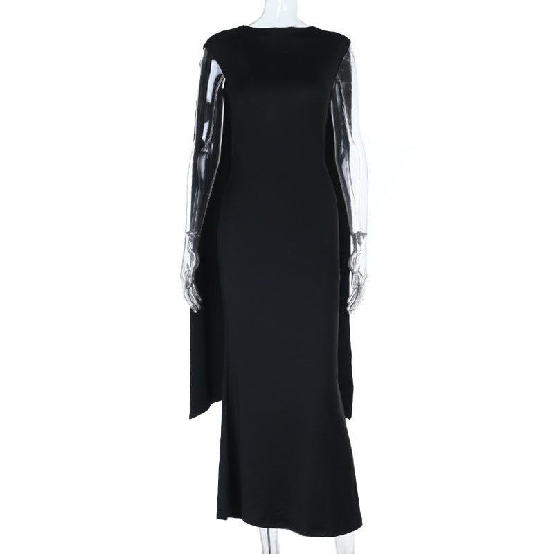 Damen elegantes Maxikleid mit raffinierten Ärmeldetails und fließender Silhouette EB