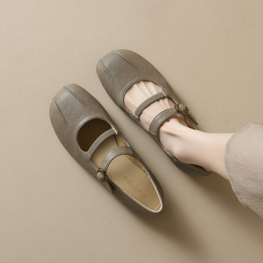 Damen Ballerinas mit eleganter Schnalle und hochwertigem Leder EB