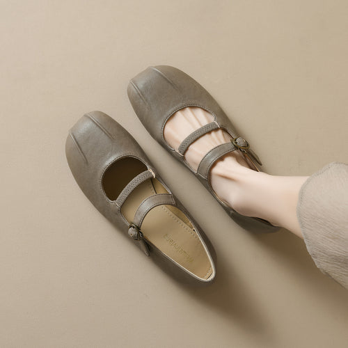 Damen Ballerinas mit eleganter Schnalle und hochwertigem Leder EB