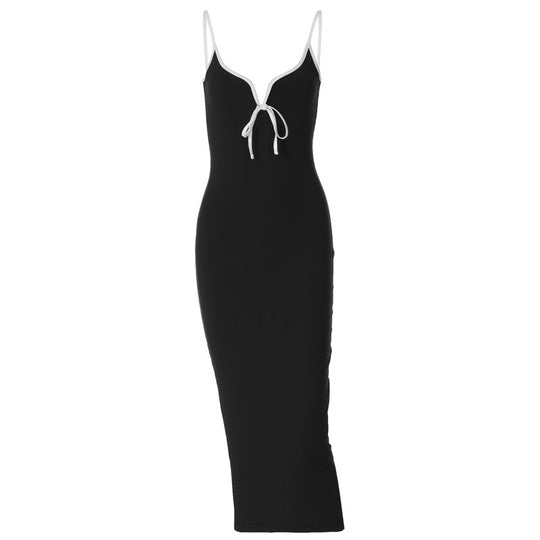 Damen figurbetontes Maxikleid mit tiefem Ausschnitt EB