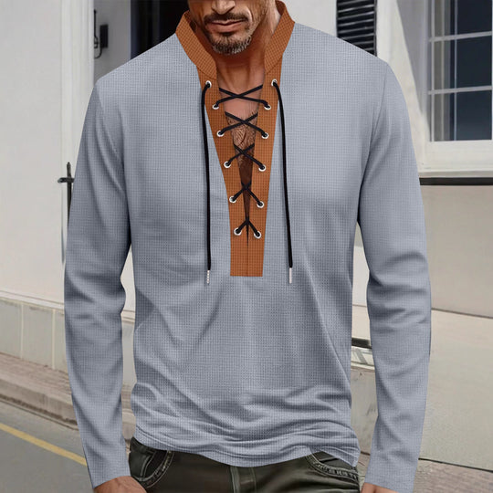 Herren modisches Langarmshirt mit Schnürung EB